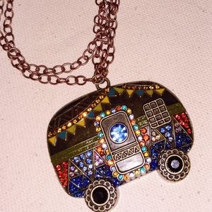Awesome happy hippie camper necklace